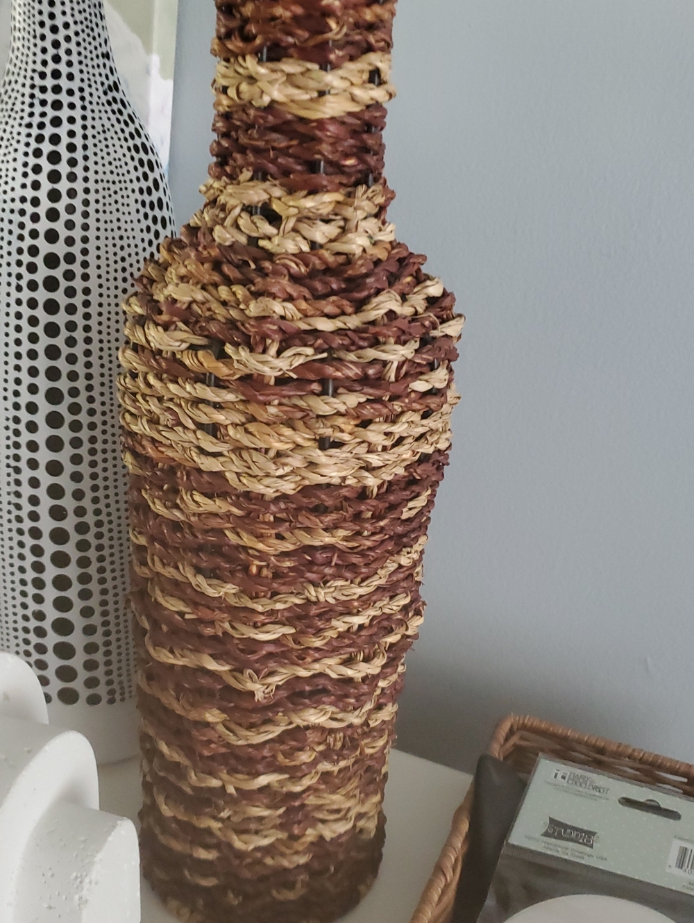 Handwoven Brown and Natural Decorative Bottle Vase - Home Accents